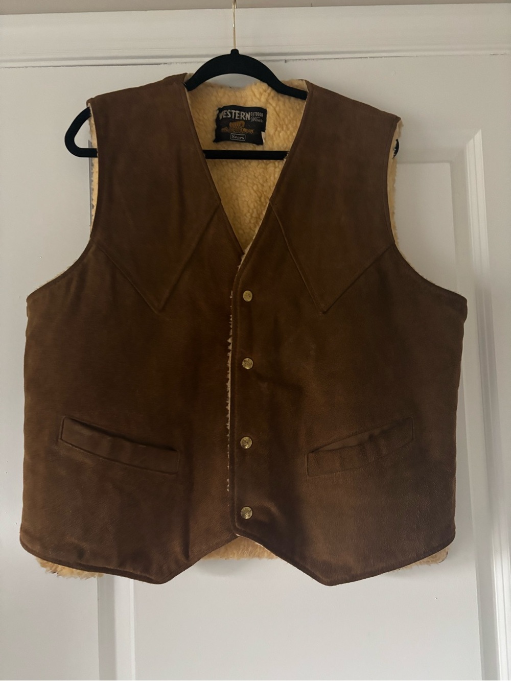 Vintage Sears Brown Suede Shearling-Lined Men's Vest